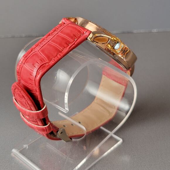 GoGoey Paris Eiffel Tower Watch Crystal Accents Red Strap Quartz 38mm Women’s - Picture 5 of 14